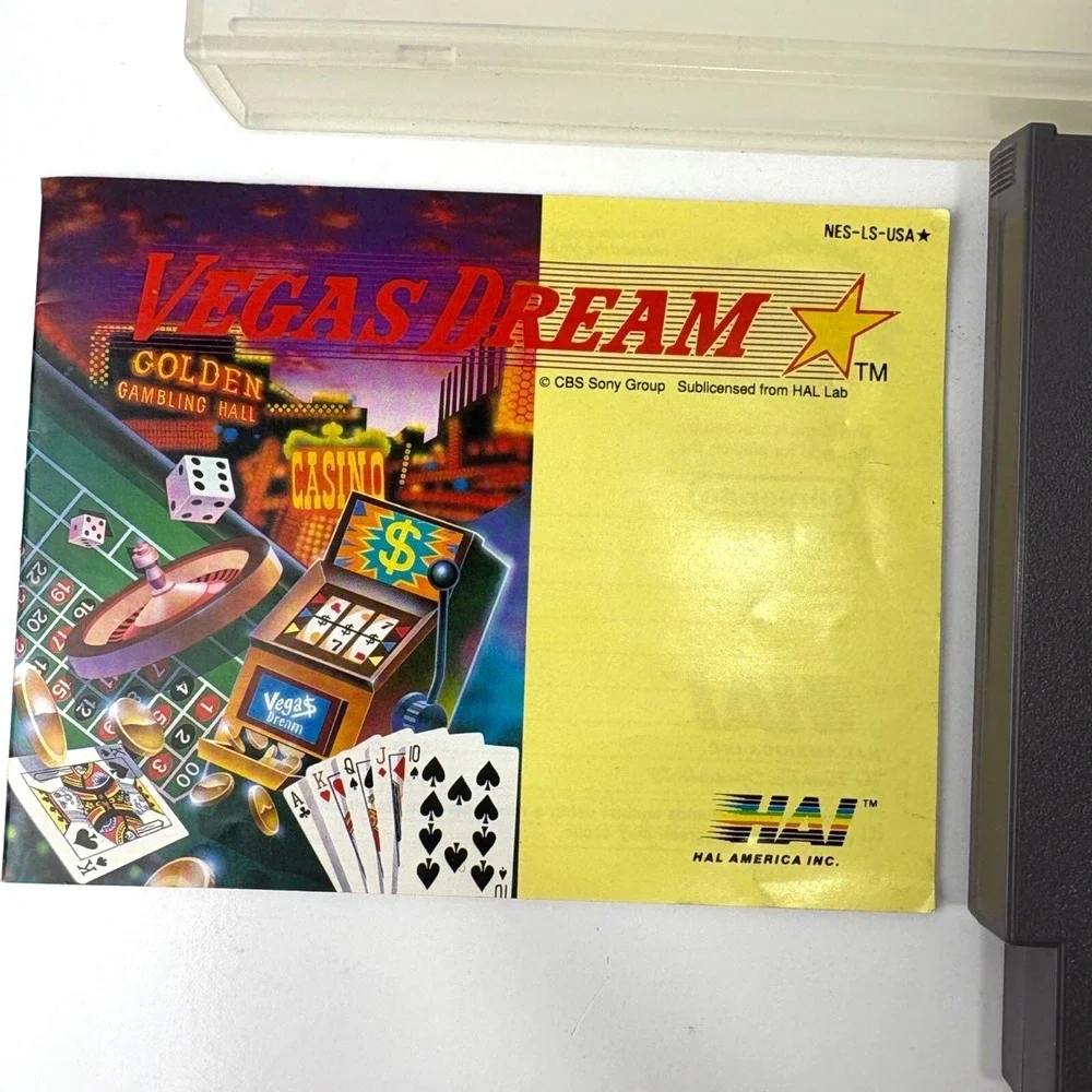 Vintage Nintendo NES Vegas Dream Game Cartridge W/ Manual & Clamshell Case Teste